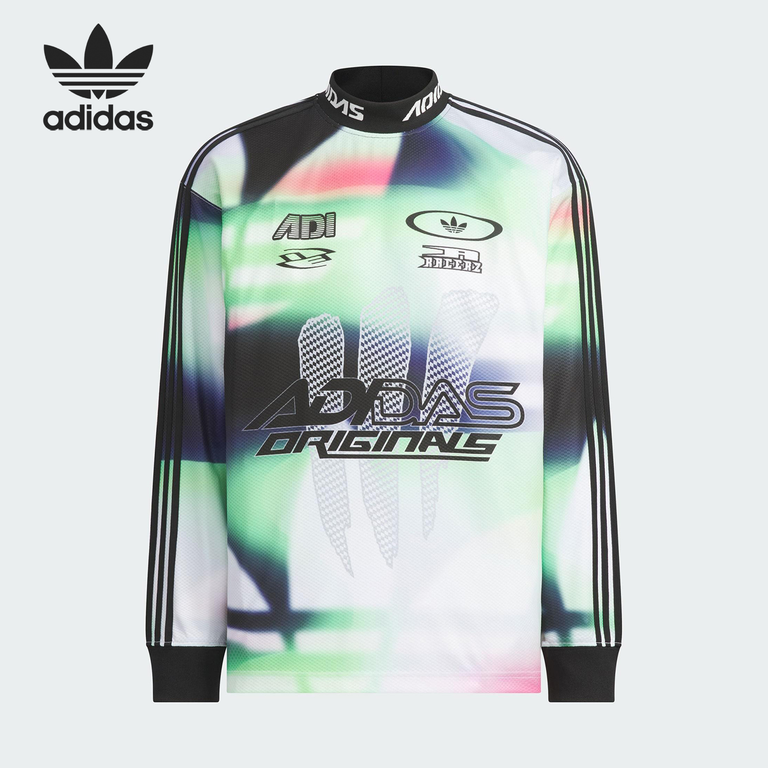 Adidas/阿迪达斯官方正品MOTO JERSEY AOP男士日常赛车长袖KH1466