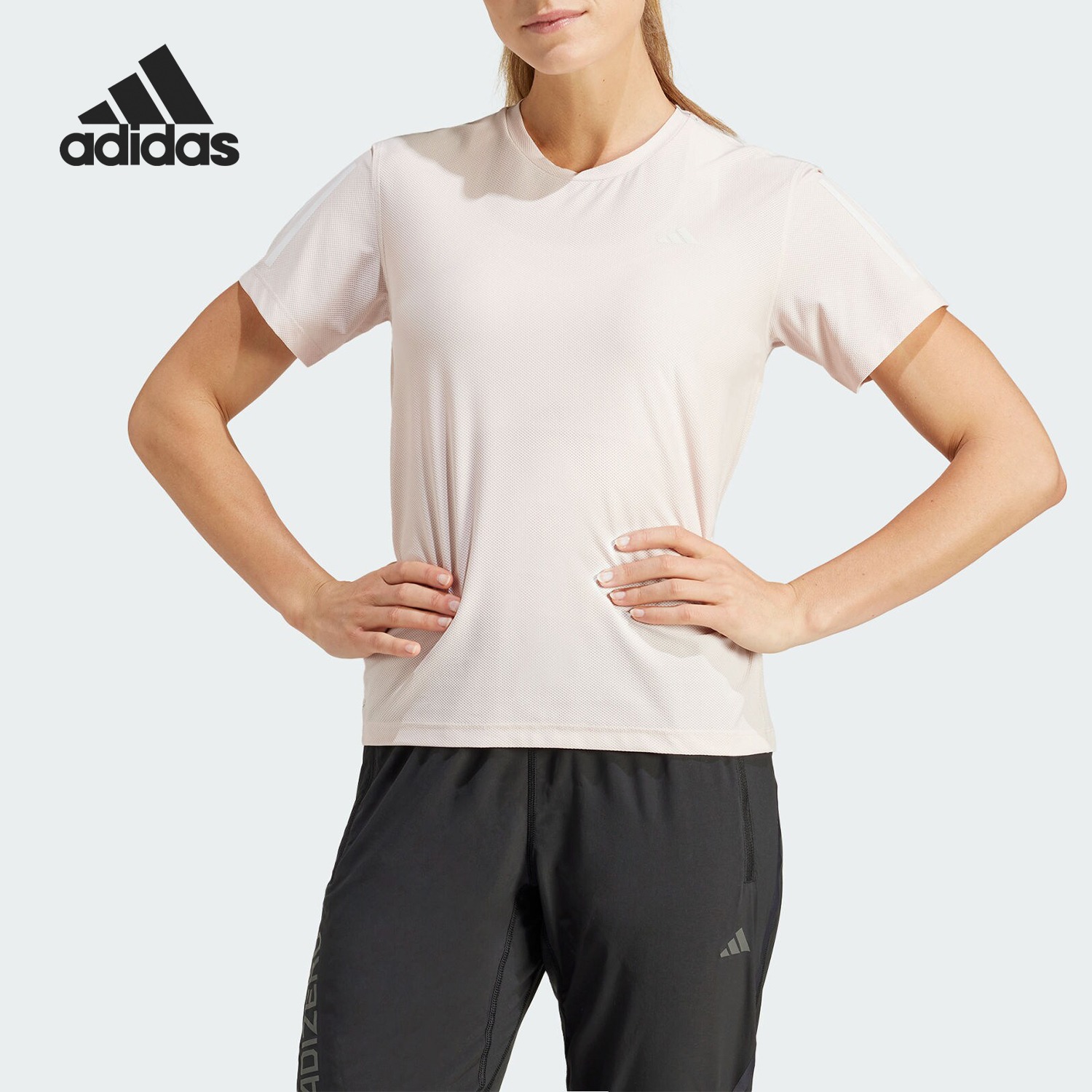 阿迪达斯女士跑步运动短袖