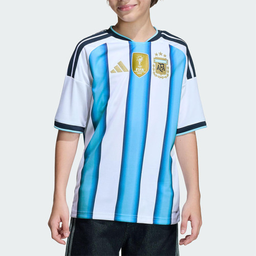 Adidas/阿迪达斯正品阿根廷队大童三条纹足球运动透气短袖KA8119