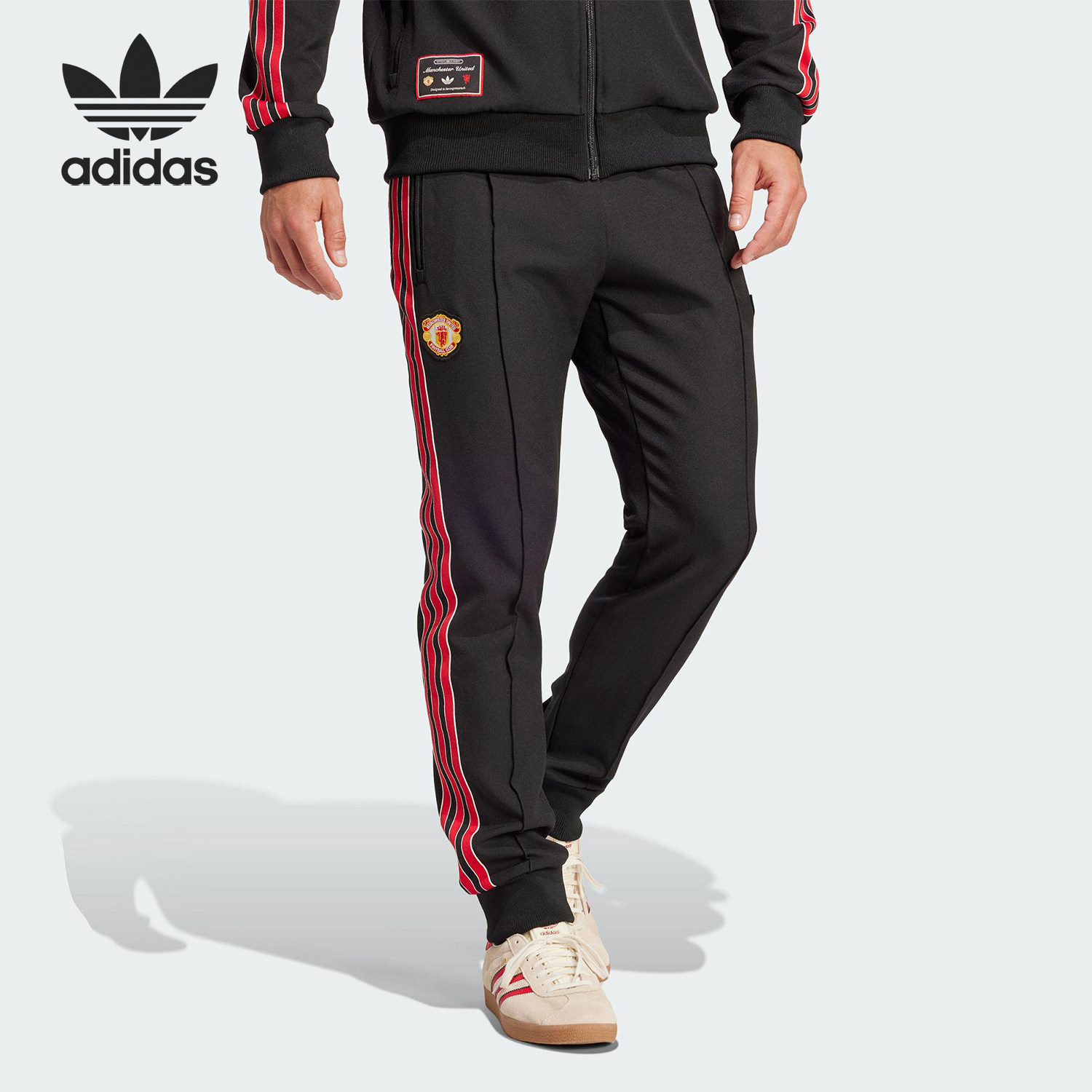 Adidas/阿迪达斯官方正品曼联足球休闲文化男士束脚运动裤JF0359
