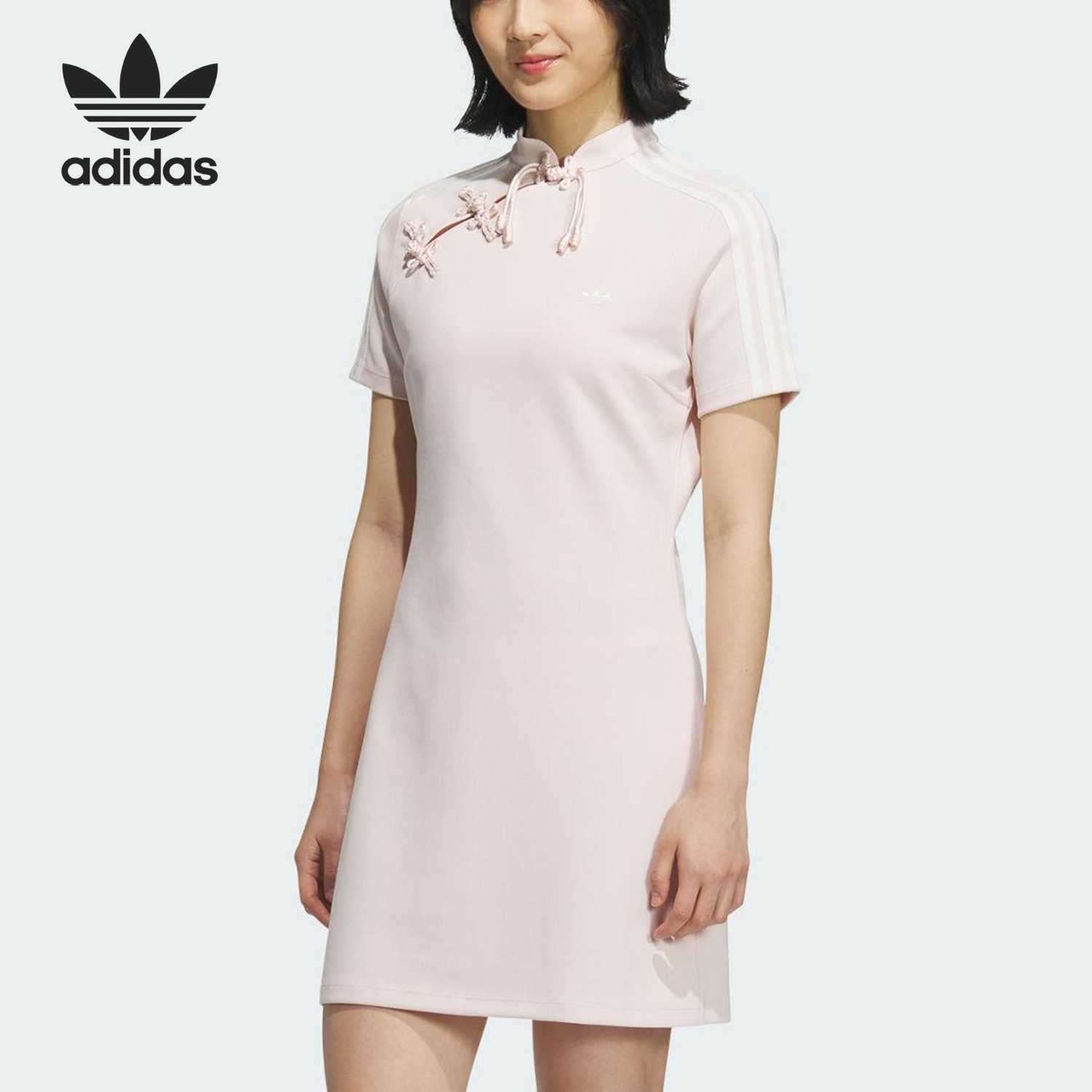 Adidas/阿迪达斯官方正品三叶草女士经典新中式运动连衣裙KB6410