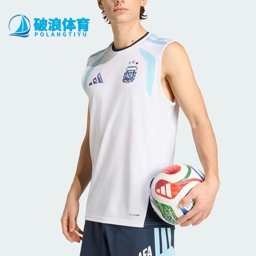 Adidas/阿迪达斯正品男士球衣足球运动无袖经典套头圆领T恤JZ5960