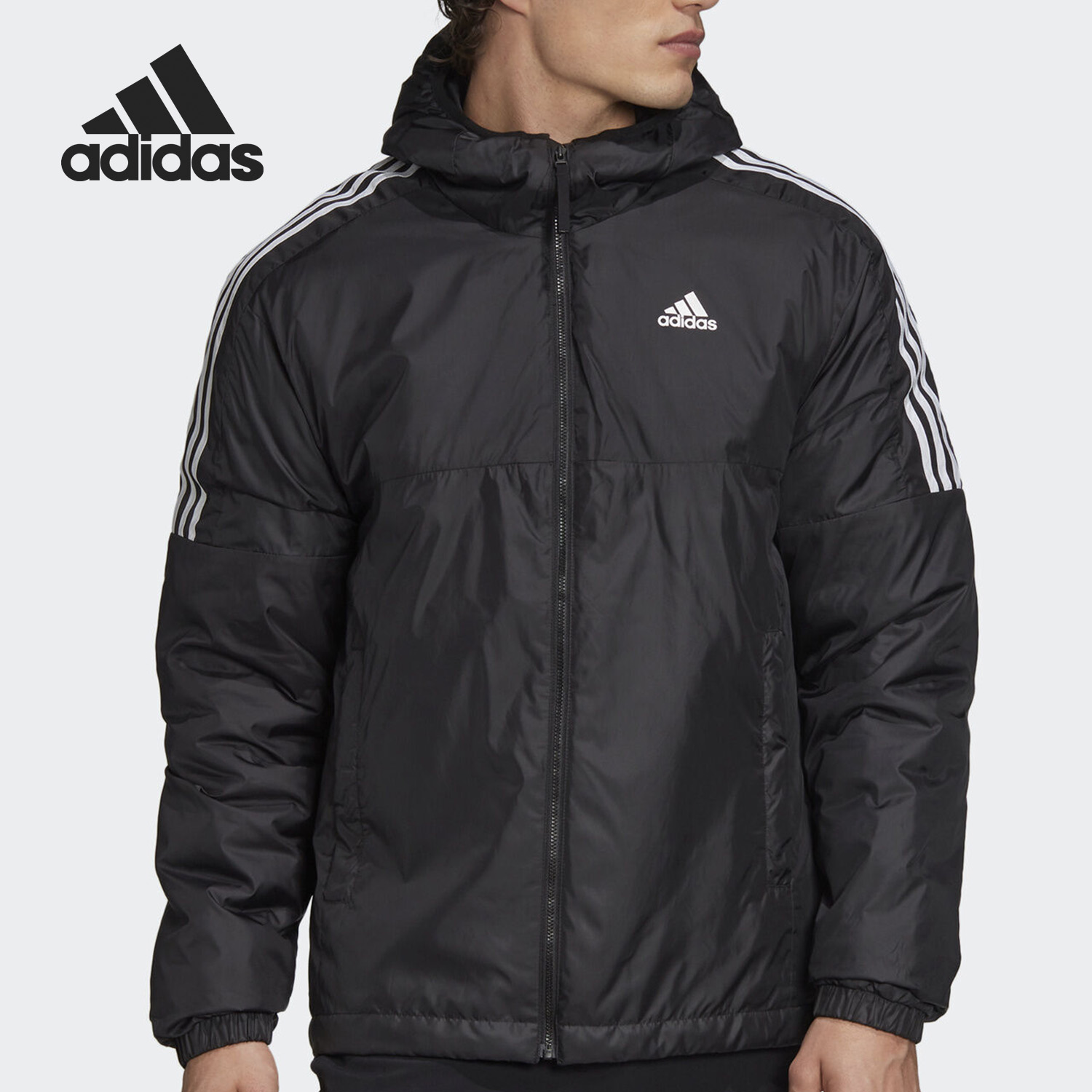 Adidas/阿迪达斯正品男子户外运动保暖防风连帽棉服 GH4601