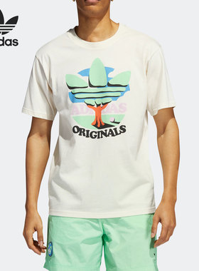 Adidas/阿迪达斯正品三叶草男子印花宽松休闲运动短袖HI2961