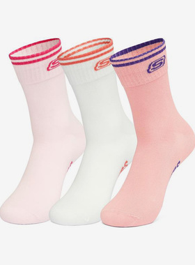 Skechers/斯凯奇正品CREW SOCK女子运动舒适休闲中筒袜三双装