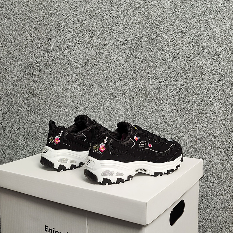 Skechers/斯凯奇正品女子复古花卉刺绣系带老爹鞋休闲运动鞋