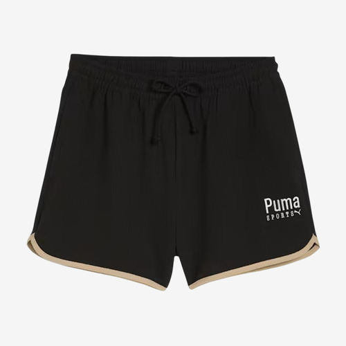 Puma彪马正品TEAM女款修身中腰松紧字母印花三分短裤624325-01