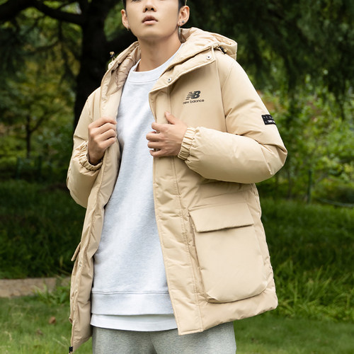 New Balance/NB正品户外男士中长款连帽保暖羽绒服AMJ23341-INC