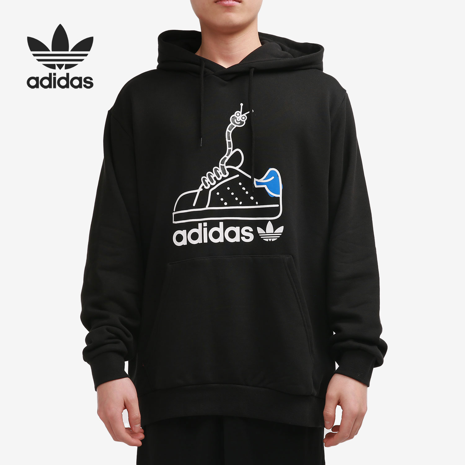 Adidas/阿迪达斯正品三叶草WORM HOODIE男子春秋运动套头衫GN2159