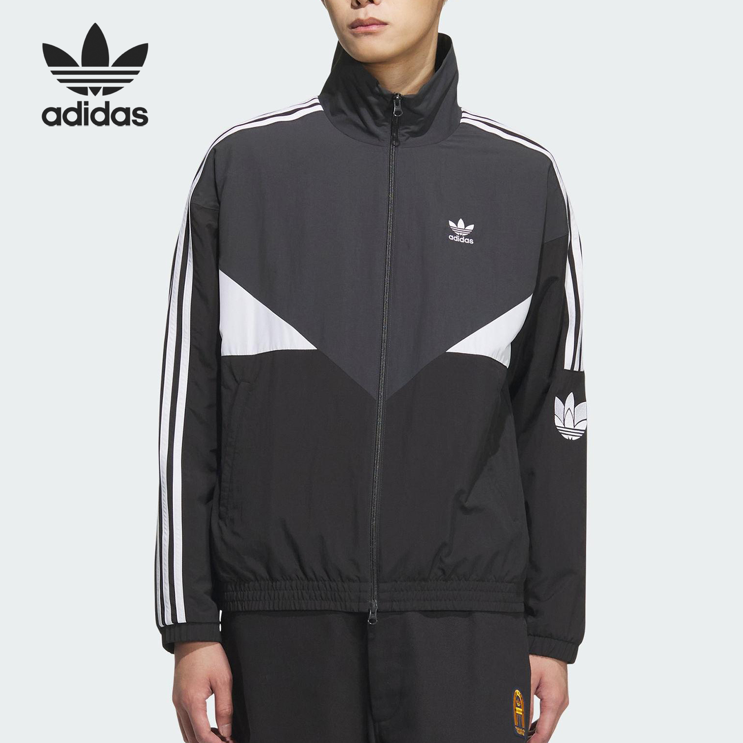 Adidas/阿迪达斯官方正品三叶草男女立领宽松梭织运动外套KC3114
