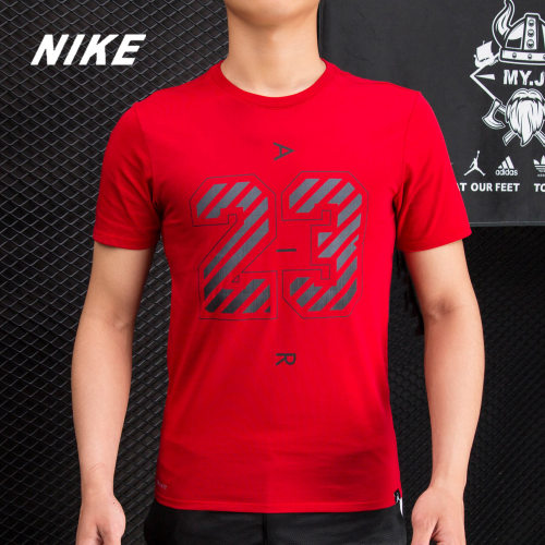 Nike/耐克正品短袖男AIR JORDAN DRI-FIT红色紧身篮球T恤AQ8147