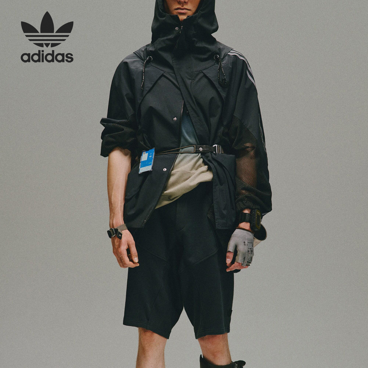 Adidas/阿迪达斯正品三叶草男女连帽运动户外宽松外套HY4194