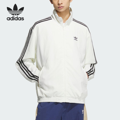 Adidas/阿迪达斯正品三叶草男士立领三条纹梭织外套KC1455
