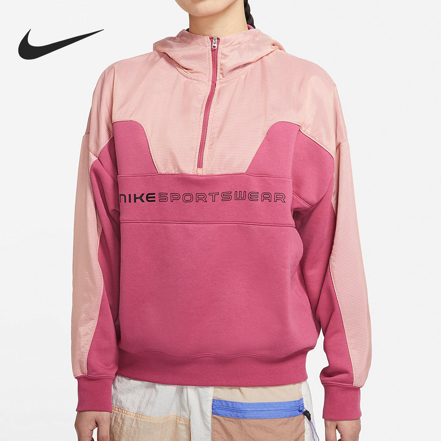 Nike/耐克正品 新款女子运动休闲半拉链连帽卫衣套头衫CZ8865-633