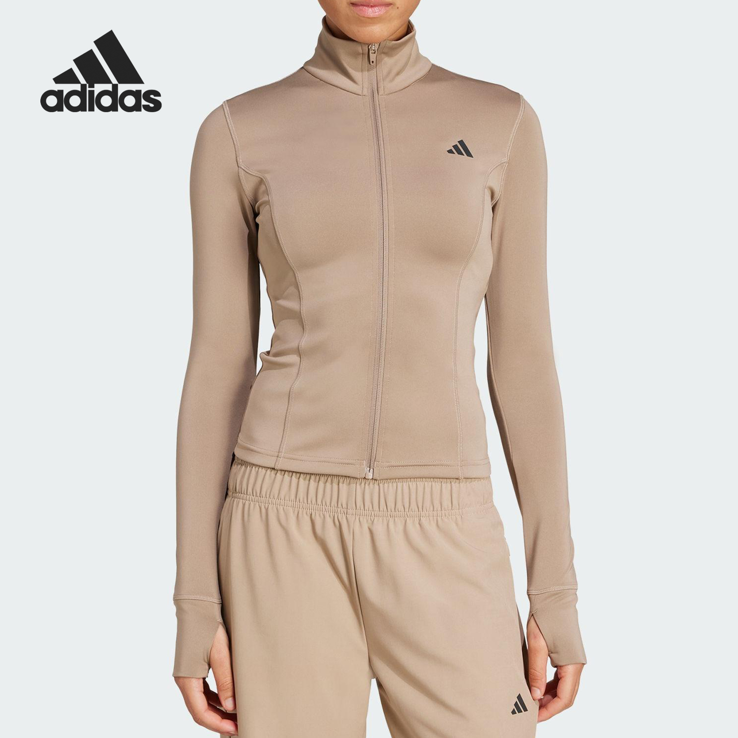 Adidas/阿迪达斯官方正品2025女士半高领健身运动修身外套JW2815