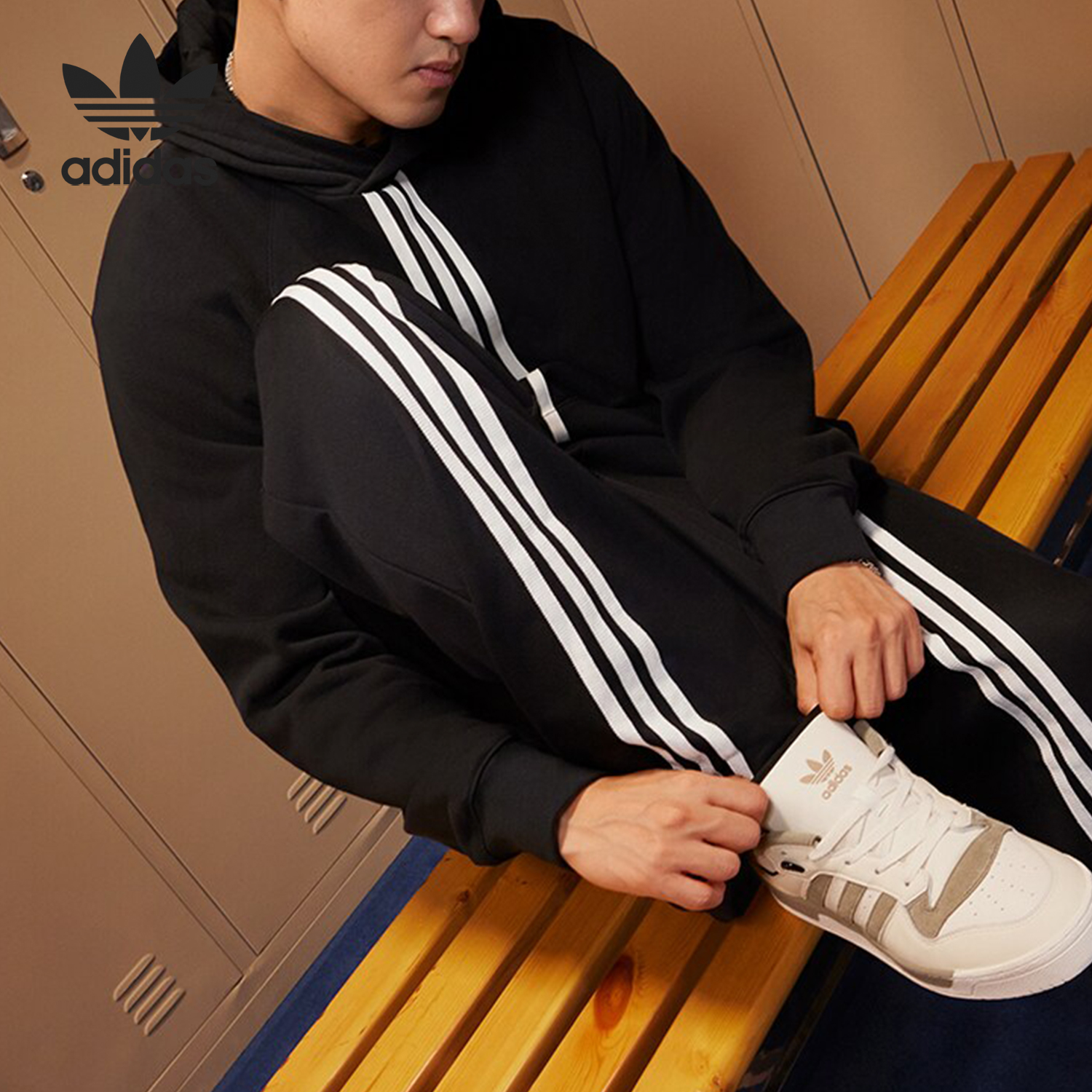 Adidas/阿迪达斯正品冬季新款男子针织加绒连帽卫衣IP9485