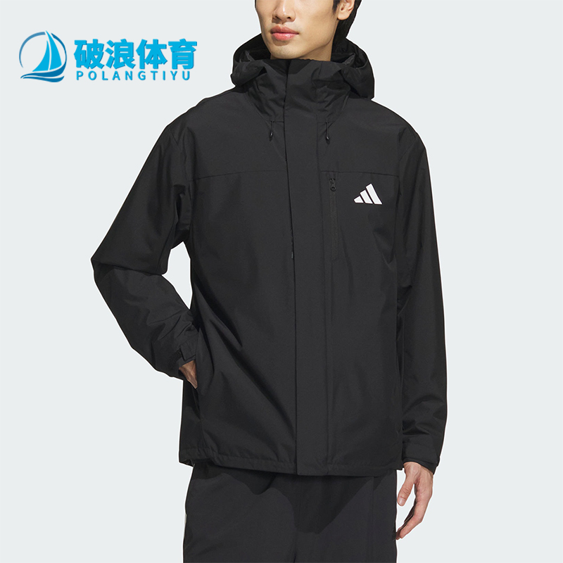 阿迪达斯男女三合一加绒连帽外套