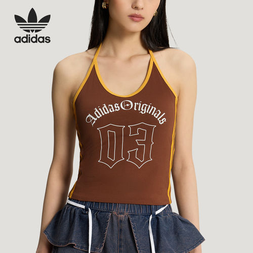 Adidas/阿迪达斯正品三叶草女士舒适修身挂脖潮流T恤KT3050