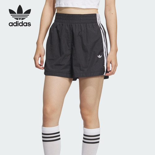 Adidas/阿迪达斯官方正品三叶草女士宽松三条纹梭织短裤KF0319