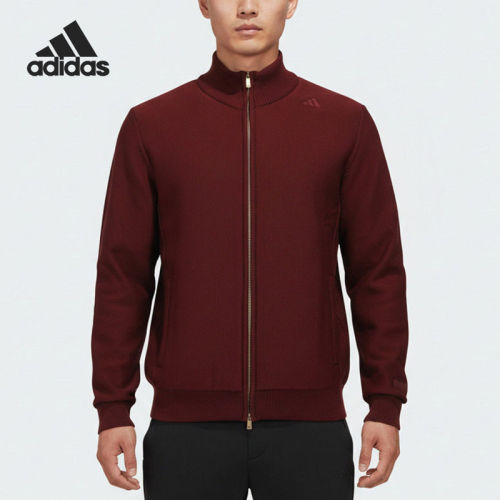 Adidas/阿迪达斯官方正品S新款男酒红色保暖立领简约夹克KG0801