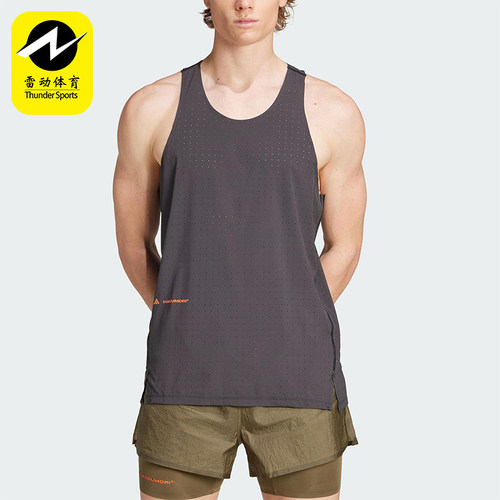 Adidas/阿迪达斯正品2025夏季款男士透气工字跑步T恤背心JY4087