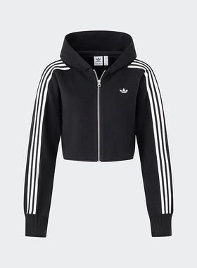 Adidas/阿迪达斯正品三叶草女士短款针织运动连帽外套JI7061
