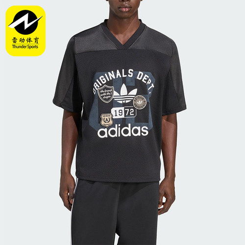 Adidas/阿迪达斯正品三叶草男士运动经典足球V领宽松短袖KD6252