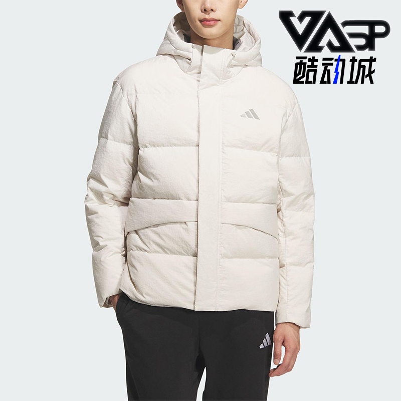 Adidas/阿迪达斯正品LINEAR男女运动日常保暖连帽羽绒服KQ5523