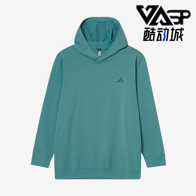 Adidas/阿迪达斯正品新款男绿色高尔夫经典简约连帽卫衣JX4192