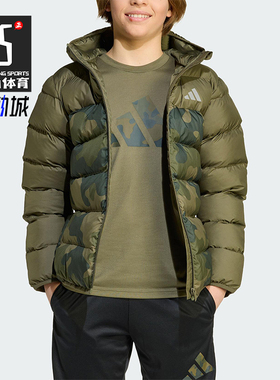 Adidas/阿迪达斯正品2025大童印花反光运动保暖休闲棉服JL7398
