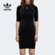 连衣裙 三叶草复古天鹅绒女子修身 DH4661 阿迪达斯正品 Adidas