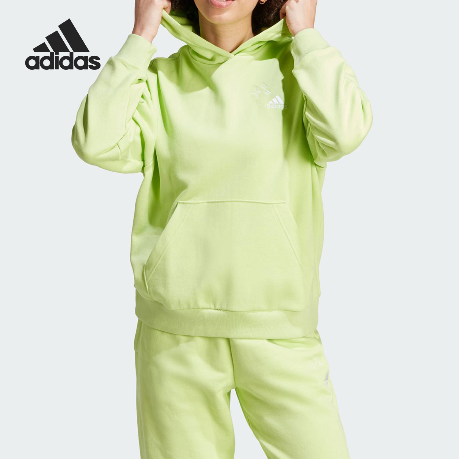 Adidas/阿迪达斯官方正品涂鸦风女士运动休闲宽松连帽卫衣IJ6261