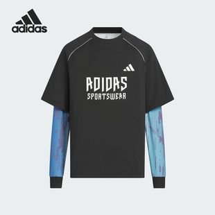 阿迪达斯正品 TEE儿童宽松拼接长袖 2IN1 KC2548 BTS Adidas