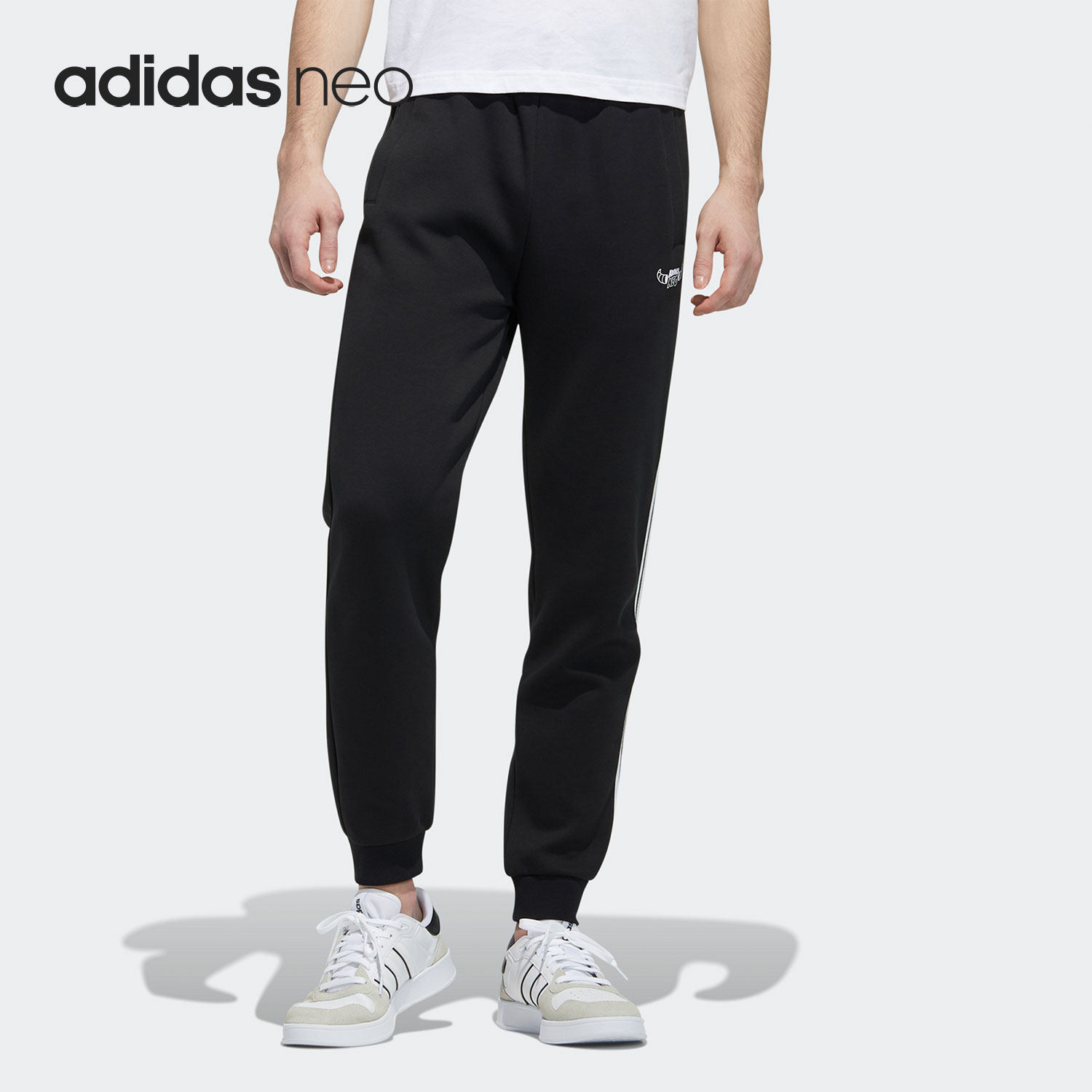 Adidas阿迪达斯正品男收脚透气条纹亚洲休闲舒适运动长裤GL8080