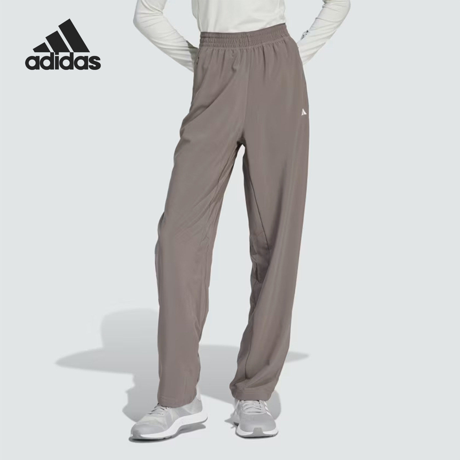 Adidas/阿迪达斯官方正品中腰纯色松紧直筒休闲裤女休闲裤IT6743