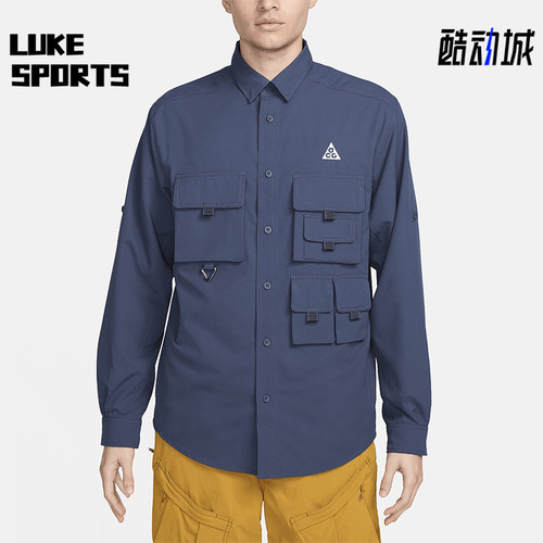 Nike/耐克正品Dri-FIT男士透气翻领单排扣长袖衬衫T恤DN3936-437