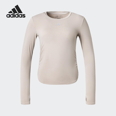 Adidas/阿迪达斯正品新款女士褶皱运动修身健身长袖T恤KA2400