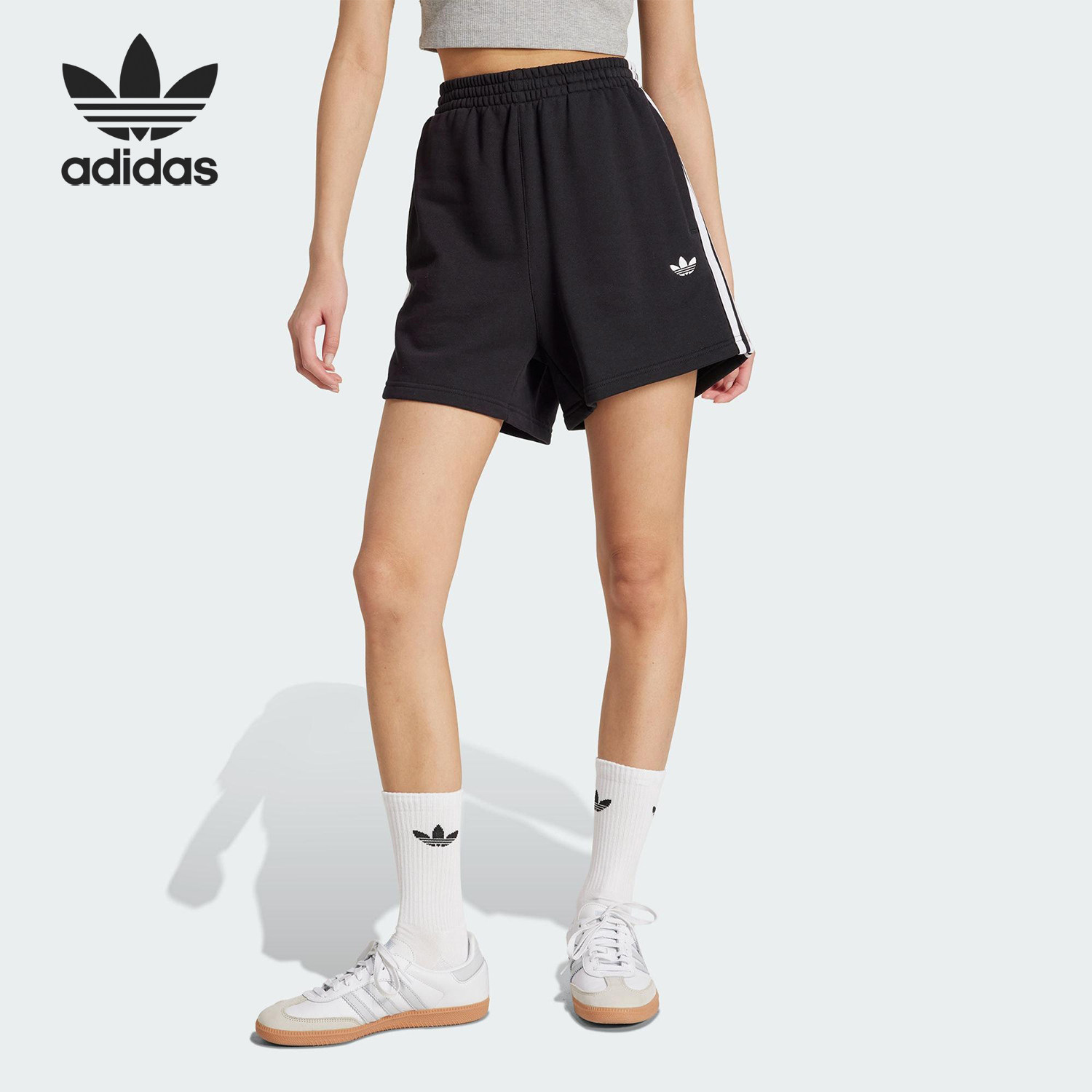 Adidas/阿迪达斯官方正品三叶草女士运动宽松日常透气短裤JW5109 - 实物图