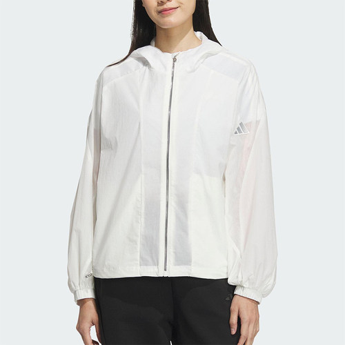 Adidas/阿迪达斯正品2025夏季女士薄款防晒经典连帽外套JZ1682