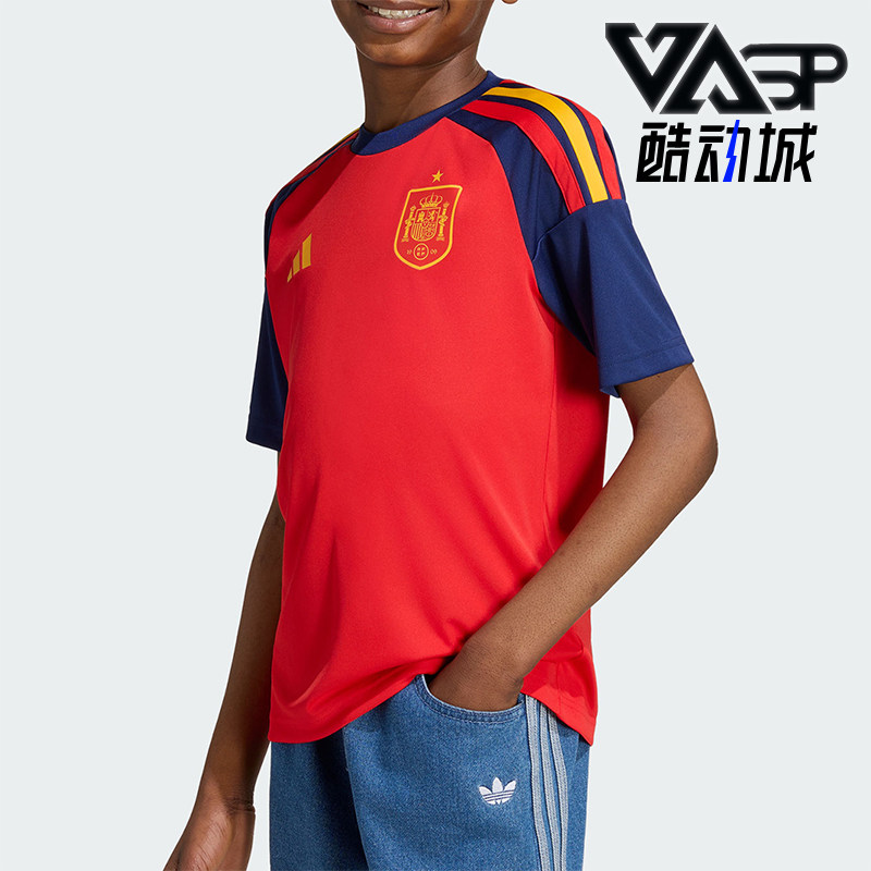 Adidas/阿迪达斯正品夏季大童休闲圆领训练足球球衣短袖T恤JZ5755