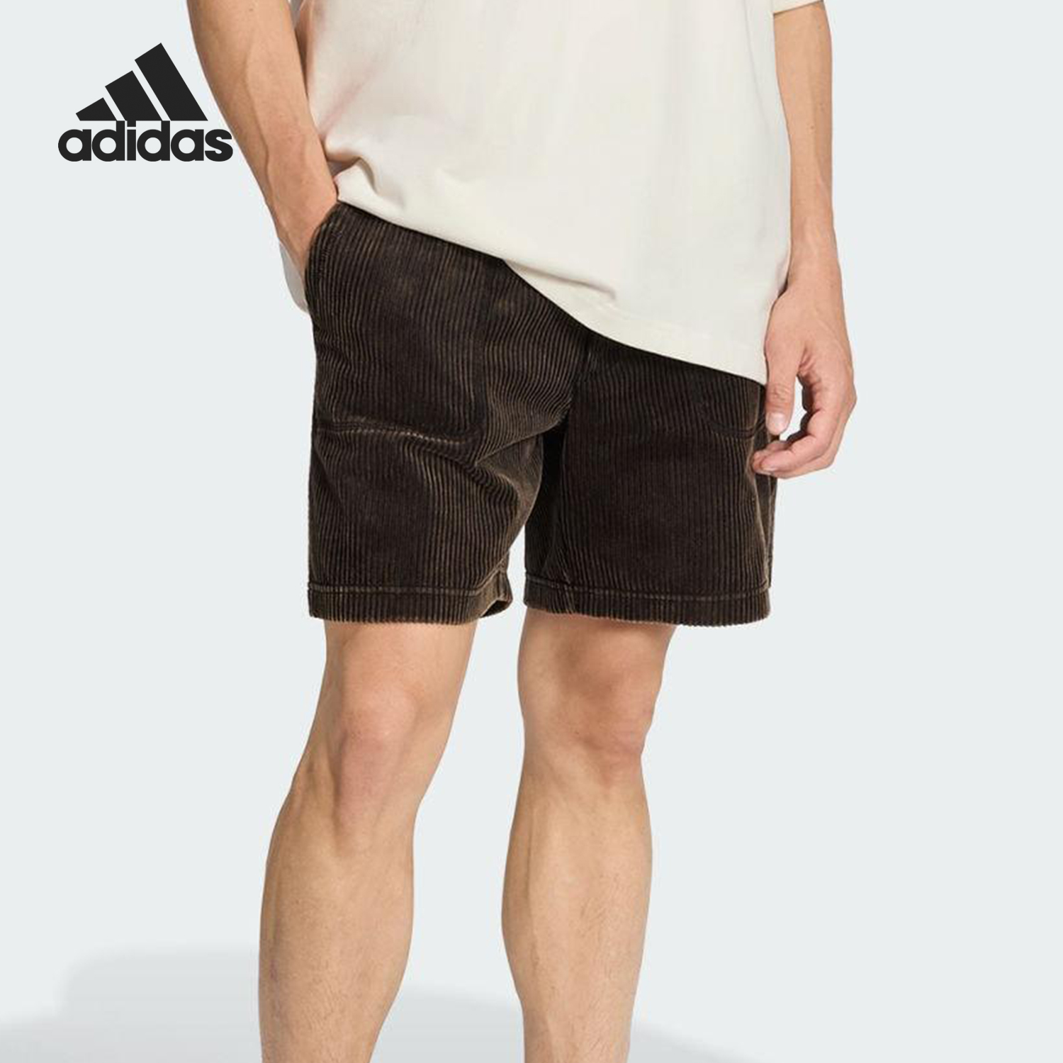 Adidas/阿迪达斯正品2025男士 灯芯绒运动宽松复古短裤JV7659