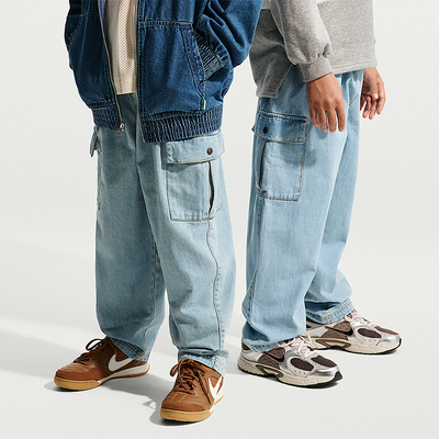 Nike/耐克正品2025冬季款大童日常松紧腰牛仔工装长裤IO0197-440