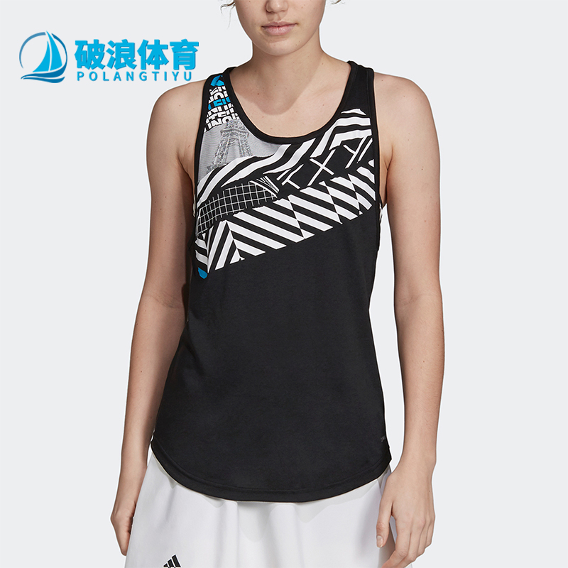 Adidas/阿迪达斯正品2025女士印花吸湿排汗T恤网球运动背心DV2972