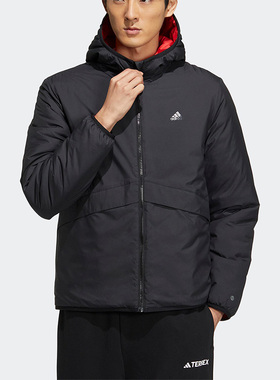Adidas/阿迪达斯正品冬季新款男子保暖双面穿连帽棉服HY7219