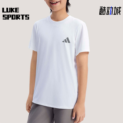 Adidas/阿迪达斯正品2026春季儿童圆领简约亲肤运动休闲T恤KG5982