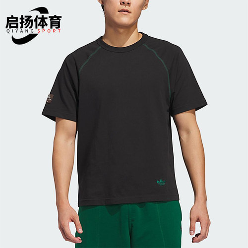 Adidas/阿迪达斯正品三叶草新款男士透气休闲线条设计短袖JC7654