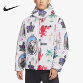 耐克正品 冬季 新款 Nike 男子时尚 印花保暖连帽羽绒服FB6975