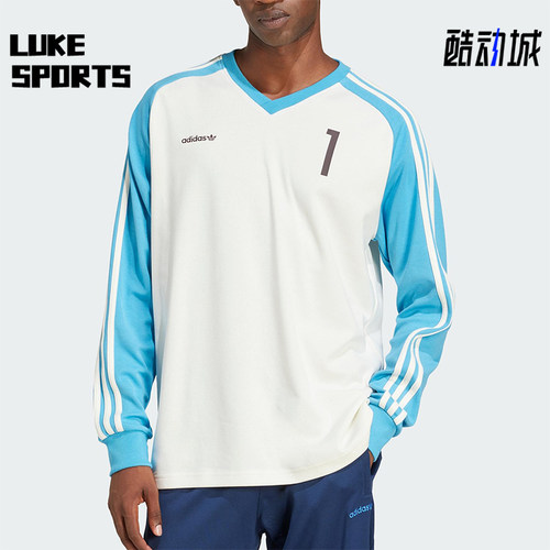 Adidas/阿迪达斯正品三叶草男士V领户外经典宽松运动长袖JC8374
