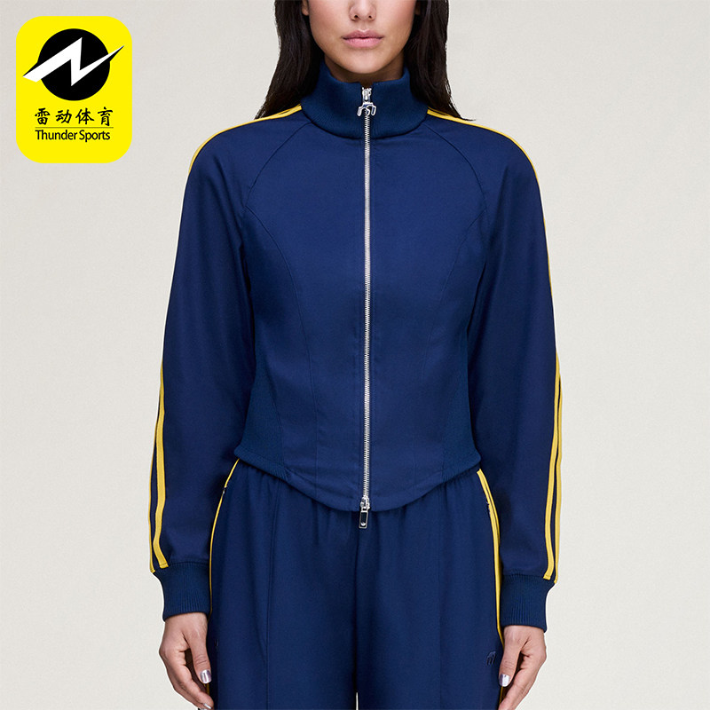 Adidas/阿迪达斯正品三叶草新款女蓝黄色经典出行夹克外套KD1485
