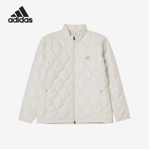 Adidas/阿迪达斯正品立领拉链长袖棉服新款经典米白色棉服KD7996